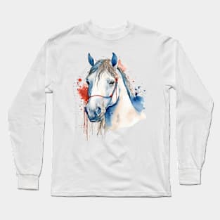 Watercolor white horse Long Sleeve T-Shirt